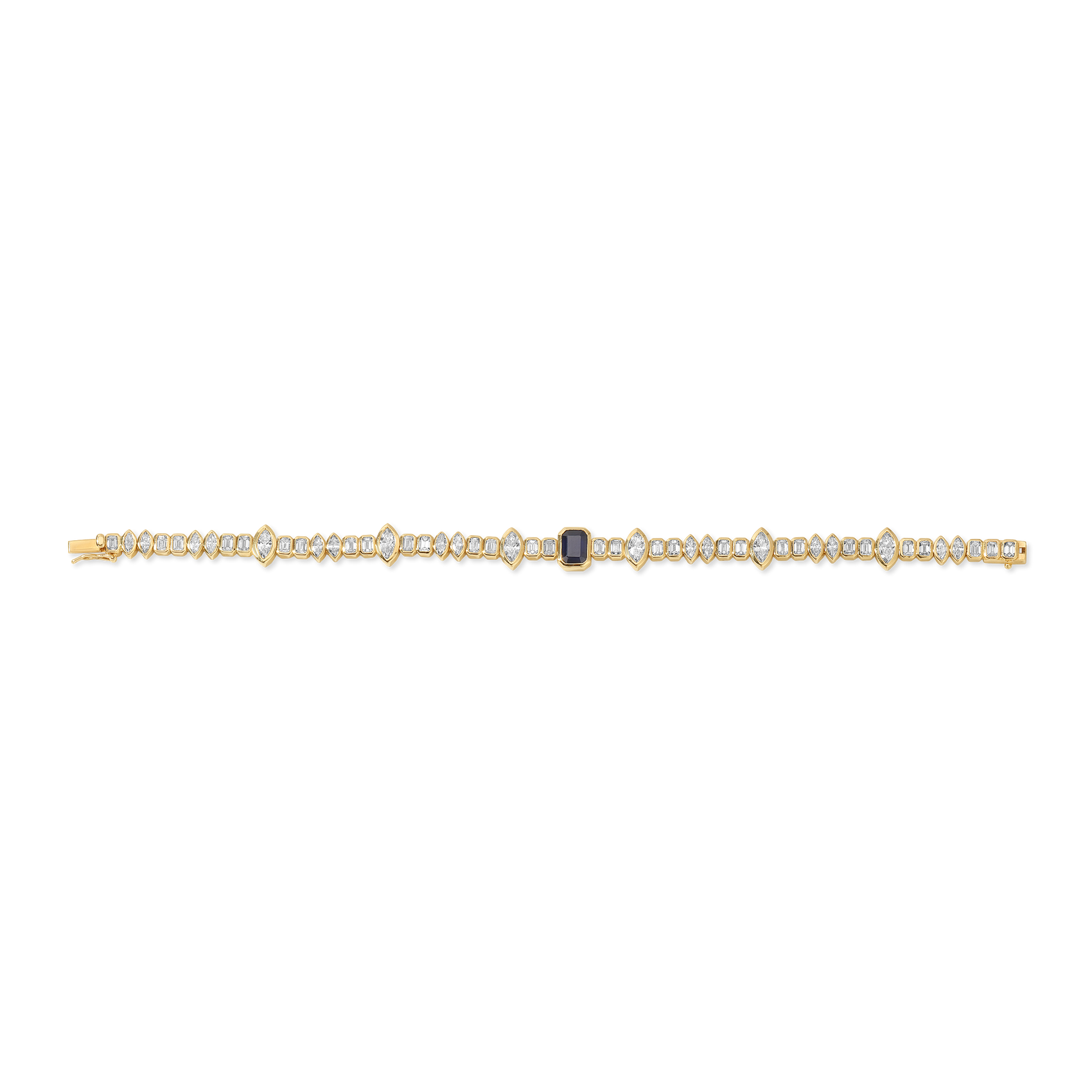 Emerald Cut Sapphire Diamond Bracelet
